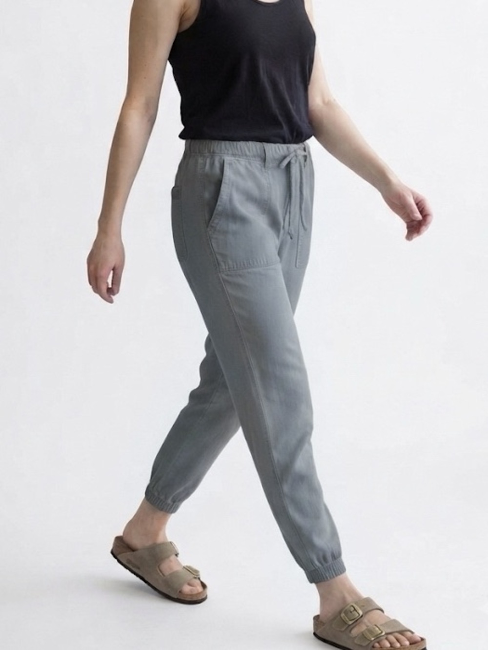 Cloth + Stone Tencel Ankle Jogger Trousers Size Small Grey